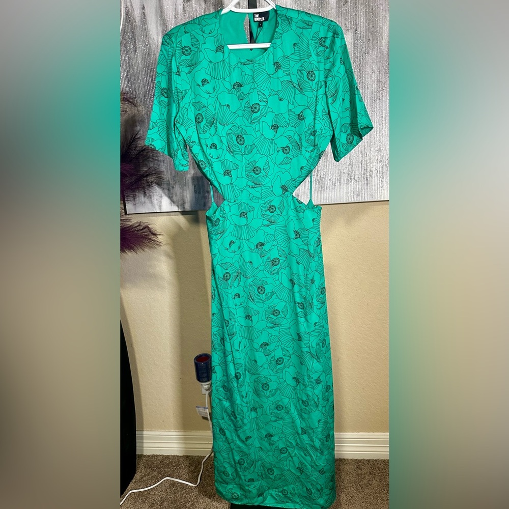 The Kooples Teal Floral Midi Dress